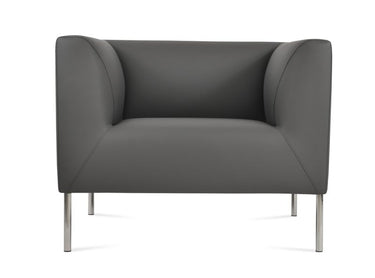 Laguna armchair by Soho Concept in grey PPM leatherette with stainless steel base modern lounge chair