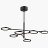 Sleek LED chandelier with rotating heads for modern kitchen lighting, matte black finish