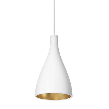 Swell Single Narrow Pendant by Pablo – Matte White / Brass