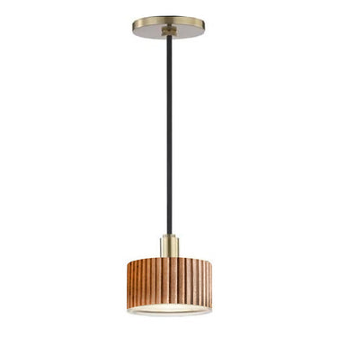 Nova of California Tambo Pendant Light Natural Ash Wood Weathered Brass