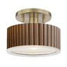 Nova of California Tambo Semi Flush Mount Ceiling Light Dark Walnut Wood Weathered Brass