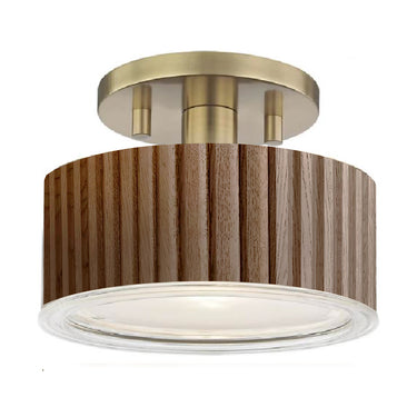 Nova of California Tambo Semi Flush Mount Ceiling Light Dark Walnut Wood Weathered Brass