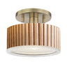 Nova of California Tambo Semi Flush Mount Ceiling Light Natural Ash Wood Weathered Brass