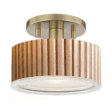 Nova of California Tambo Semi Flush Mount Ceiling Light Natural Ash Wood Weathered Brass