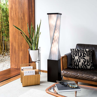 Nova of California Torque Accent Floor Lamp 54 Tall Base Espresso Wood Silver Strings