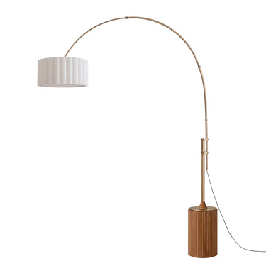 Nova Tambo Scallop Adjustable Arc Lamp in Weathered Brass body, Natural Ash base, photo 1