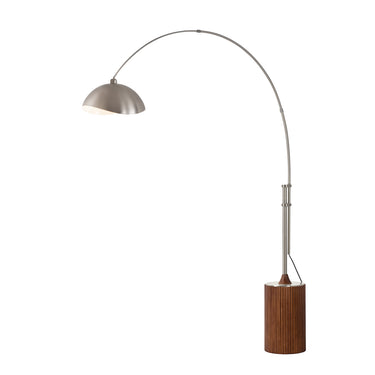 Nova Tambo Luna Bella Adjustable 1-Light Arc Lamp in Satin Nickel shade, Satin Nickel body, Dark Walnut base, photo 1