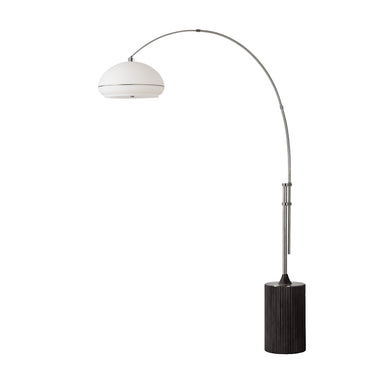 Nova Tambo Morelli Adjustable Arc Lamp in Satin Nickel shade, Satin Nickel body, Black Oak base, photo 1