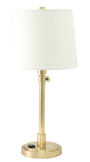 House of Troy Townhouse Adjustable Table Lamps in Raw Brass with Convenience Outlet