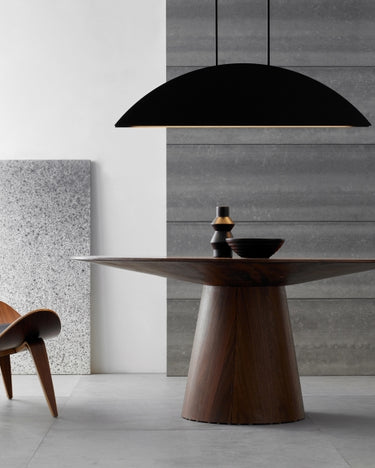 Adjustable hanging height Bau 50 linear pendant light in Nightshade Black, perfect for various ceiling heights.