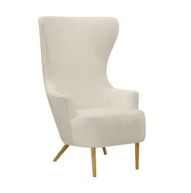 TOV Julia Performance Velvet Wingback Accent Chair Cream