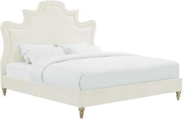 TOV Serenity Cream Performance Velvet Cream Queen Bed