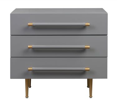 TOV Trident 28" 3-Drawer Nightstand Grey