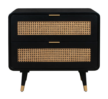 TOV Christine 27" Black 2-Drawer Nightstand Black