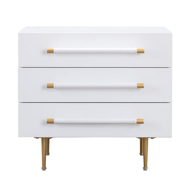 TOV Trident 28" 3-Drawer Nightstand White