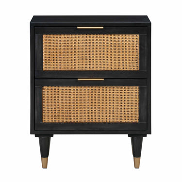TOV Sierra 22" Cane 2-Drawer Nightstand Black