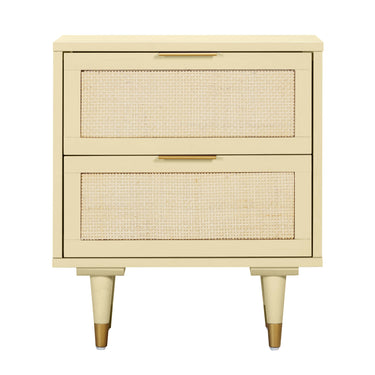 TOV Sierra 22" Cane 2-Drawer Nightstand Buttermilk
