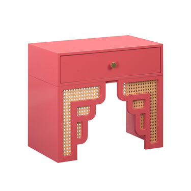 TOV Suzie 26" Rattan Nightstand With Drawer Pink