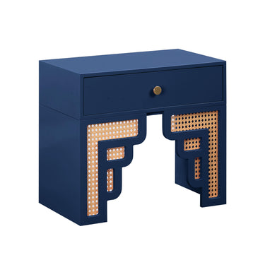 TOV Suzie 26" Rattan Nightstand With Drawer Navy