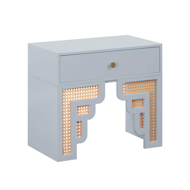 TOV Suzie 26" Rattan Nightstand With Drawer Blue