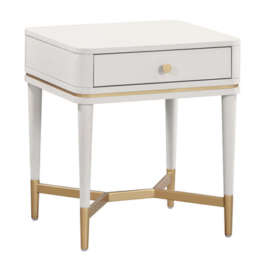 TOV Julieta 19" Acacia Wood Nightstand With Drawer Cream