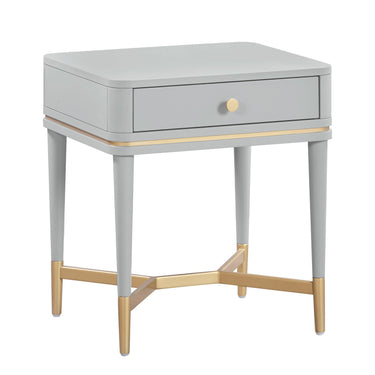 TOV Julieta 19" Acacia Wood Nightstand With Drawer Grey