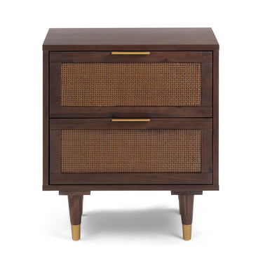 TOV Sierra 22" Cane 2-Drawer Nightstand Dark Brown