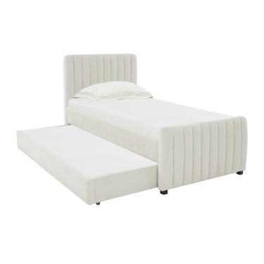 TOV Angela Performance Velvet Trundle in Twin Cream
