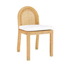 TOV Amara Natural Rattan and Performance Fabric Arched Back Dining Chair Natural