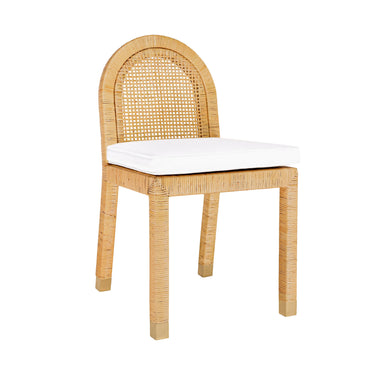 TOV Amara Natural Rattan and Performance Fabric Arched Back Dining Chair Natural