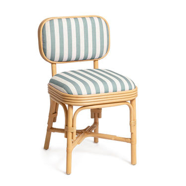 TOV Dorine Striped Performance Linen & Rattan Dining Chair, Mint Green option, image 1