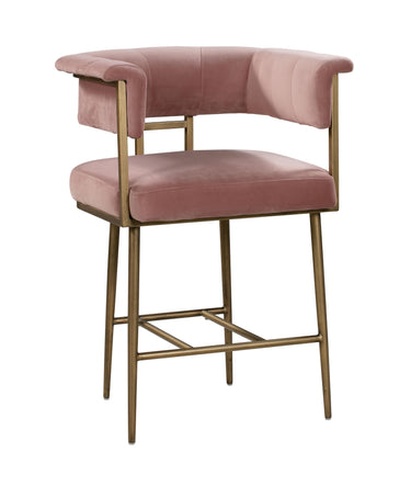 TOV Astrid Performance Velvet Stool Blush Counter Height - ON FINAL SALE