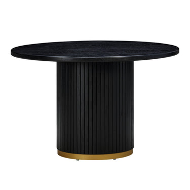 TOV Chelsea 47" Oak Wood Round Dining Table Black