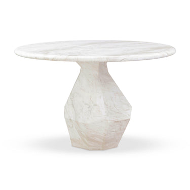 TOV Esme 48" Faux Marble Indoor/Outdoor Round Dining Table White