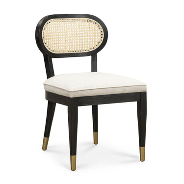 TOV Cosette Black Dining Chair in Cream Performance Linen Black, Cream