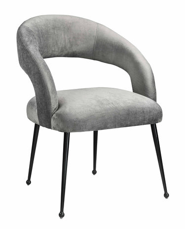 TOV Rocco Performance Velvet Dining Chair Light Grey