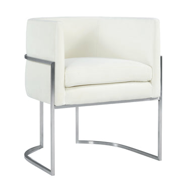 TOV Giselle Performance Velvet Dining Chair with Silver Base Cream