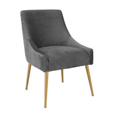 TOV Beatrix Pleated Performance Velvet Dining Chair Grey