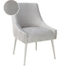 TOV Beatrix Pleated Light Grey Performance Velvet Dining Chair - Silver Legs Light Grey