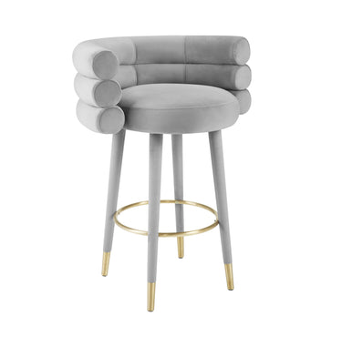 TOV Betty Performance Velvet Stool, Grey / Bar Height option, image 1