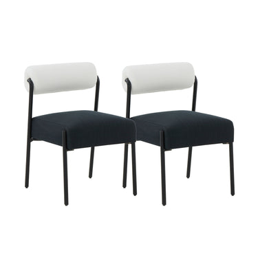 TOV Jolene Cream and Black Performance Linen Dining Chair - Set of 2 Black, Cream - ON FINAL SALE