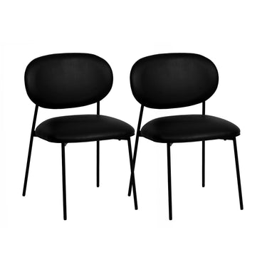 TOV McKenzie Performance Vegan Leather Stackable Dining Chair - Set of 2 Black