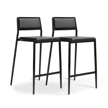 TOV Gale Performance Vegan Leather Stackable Stool - Set of 2 Black