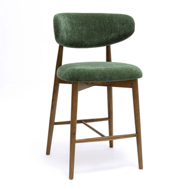 TOV Zinea Performance Textured Velvet Counter Stool Forest Green