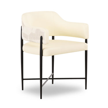 TOV Sezanne Cream 2-Tone Performance Vegan Leather and Jacquard Dining Chair Cream
