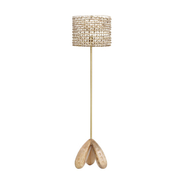 TOV Alondra Wooden Floor Lamp Antique Gold, Natural - ON FINAL SALE