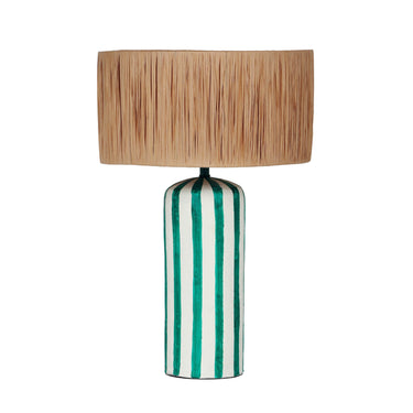 TOV Ravello Green Striped Papier Mache Table Lamp, image 1