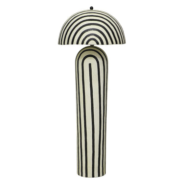 TOV Maiori Black Striped Papier Mache Floor Lamp Black Stripes