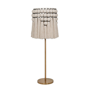 TOV Tutu Cream Cotton Tasseled Floor Lamp Gold, Natural