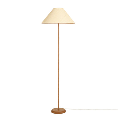 TOV Keria Natural Vegan Leather and Raffia Contract-Grade Floor Lamp Brown, Natural
